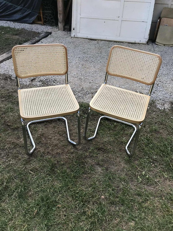 Vintage Chrome Cantilever Chair with Cane, 1970s – Side chairs, polished steel, Bauhaus (photo 3 of 7)