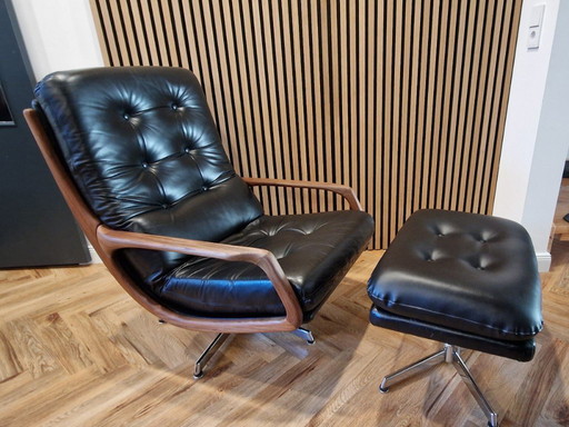 Eugen Schmidt draaistoel met voetenbank leer zwart