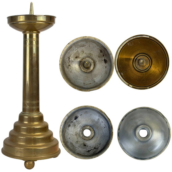 Set di Portacandele Decorativi in Ottone – Stile Altare Classico – XX Secolo – Brass, Vintage (photo 4 of 5)