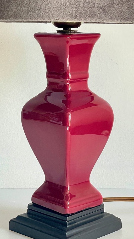 Image 1 of Lampe Chic Céramique Et Velours Vintage