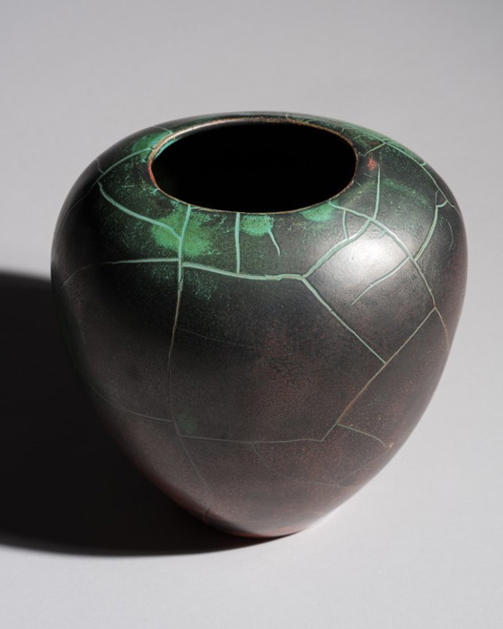 Image 1 of Vaso scultoreo Art Déco Bauhaus Studiokeramik Paul Dresler Grootenburg Crackle
