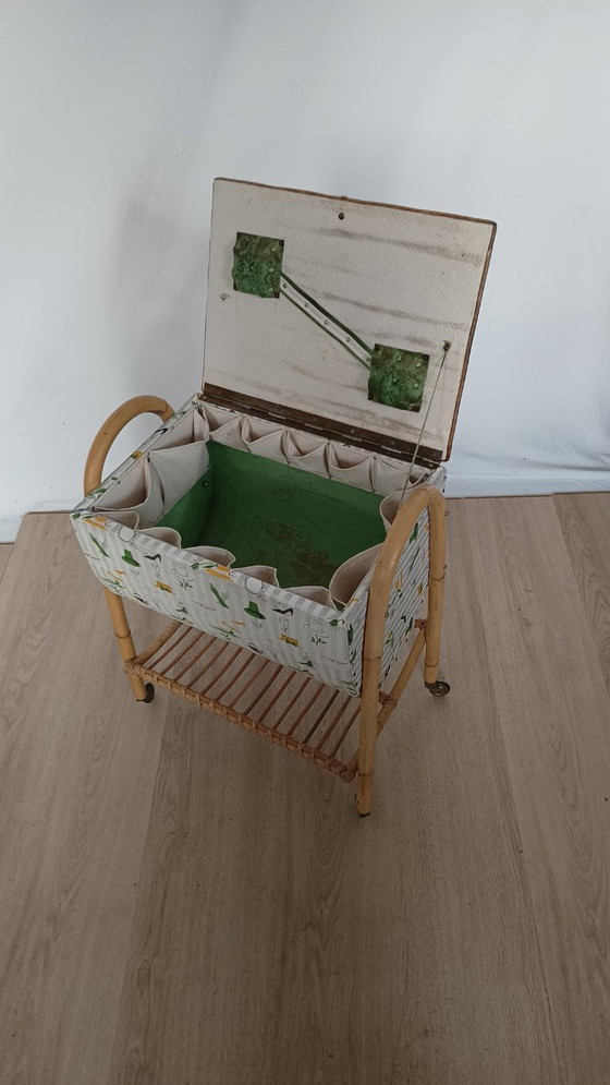 Image 1 of 1950s sewing box storage cabinet