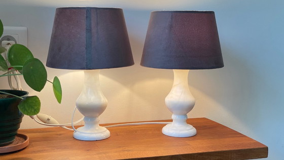 Image 1 of Een paar vintage albasten lampen