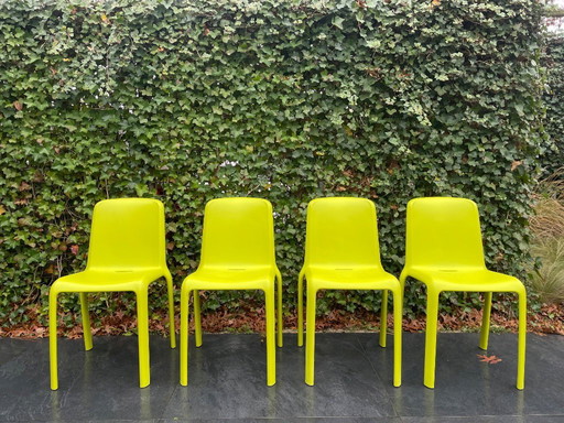 Set Van 4 Pedrali Snow 300 Design Stoelen - Lime Groen
