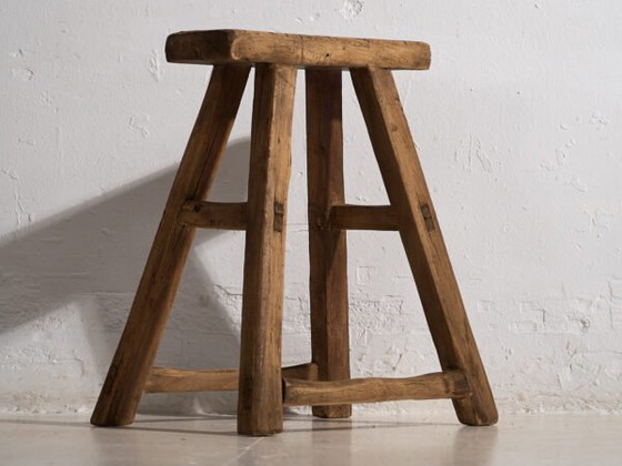 Antique primitive rectangular stool (c.1920) #2 (photo 12 of 16)