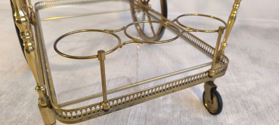 Image 1 of 😍✨ Prachtige serveerwagen op wielen van messing en glas van Maison Baguès - Hollywood Regency, jaren 50 ✨😍