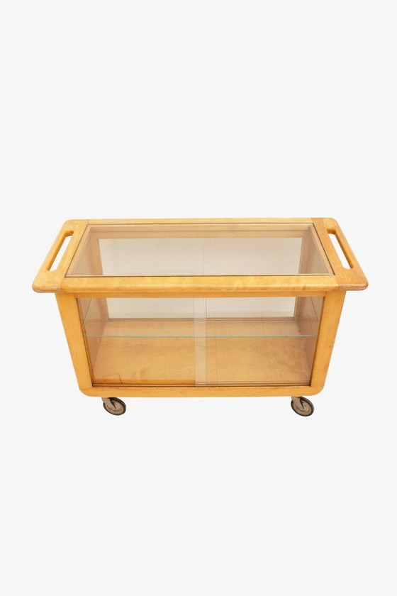 Jaren 50 Cees Braakman - Pastoe eikenhouten barcart – Serveerwagens, Glass, Wood (photo 3 of 9)