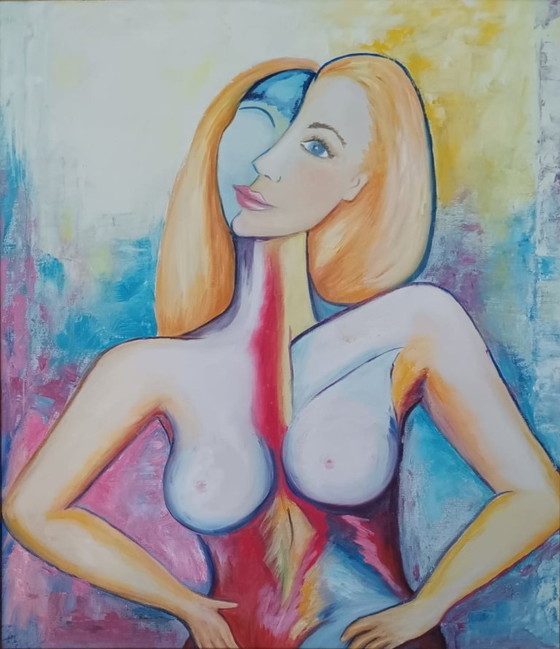 Image 1 of ORIGINAL PAINTING BY CARMEN GALLEGO – CUBIST NUDE