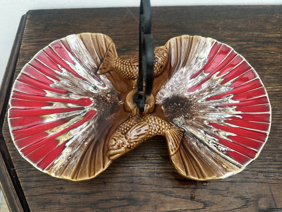 Image 1 of Serviteur à Hors D'œuvres Vintage Céramique Barbotine attribué Vallauris