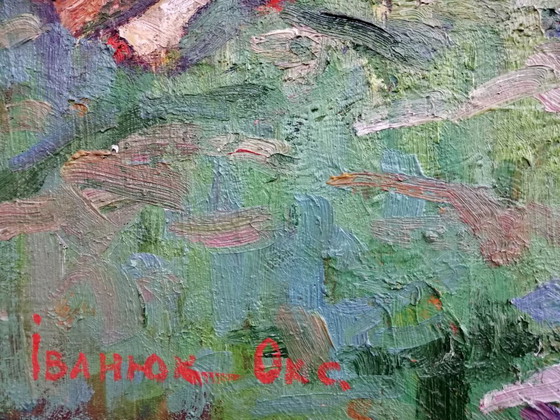 Original Ölgemälde Ländliche Landschaft Dorfleben Im Hof – Gemälde & Zeichnungen, Canvas (photo 10 of 11)