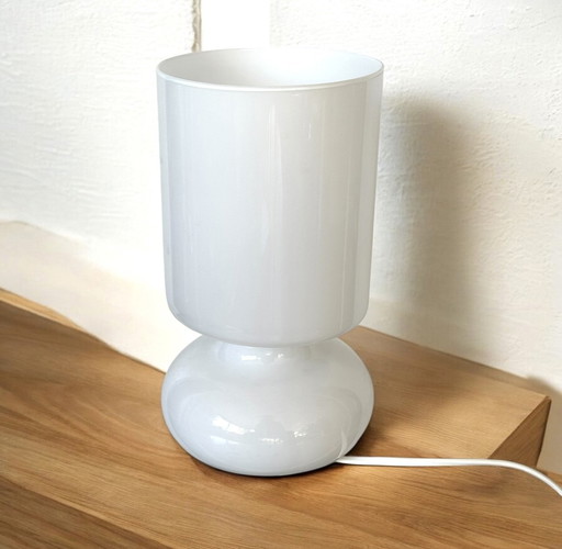 vintage witte IKEA Lykta champignon tafellamp van handgemaakt lampe opaalglas