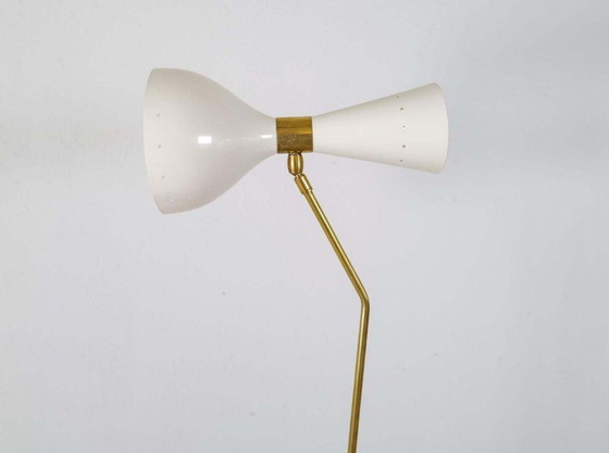 Image 1 of Italiaanse Moderne Tafellamp Messing, Stilnovo Stijl