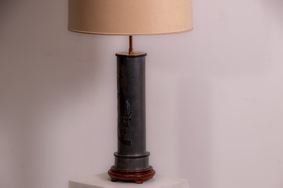 Image 1 of Pewter vase lamp circa 1970