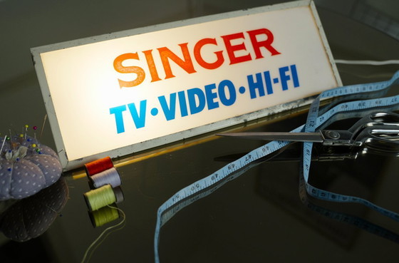 Image 1 of Vintage Singer TV-Video-Hi-Fi Illuminated Store Sign - 1960s Collectible Display