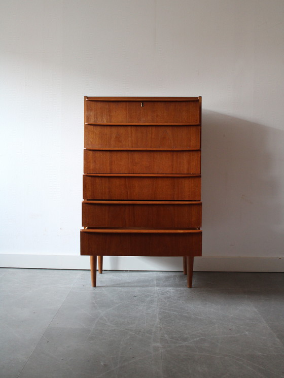 Image 1 of Vintage Deense ladekast in teak, smal!
