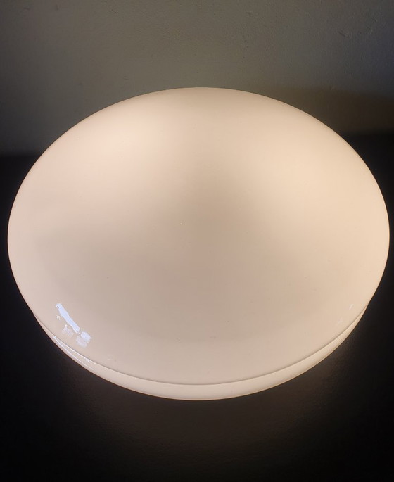 Image 1 of Vintage Raak Amsterdam opaline UFO glass ceiling lamp
