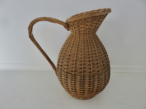 Image 1 of Grand Vase En Rotin En Forme De Pichet, France, 1970