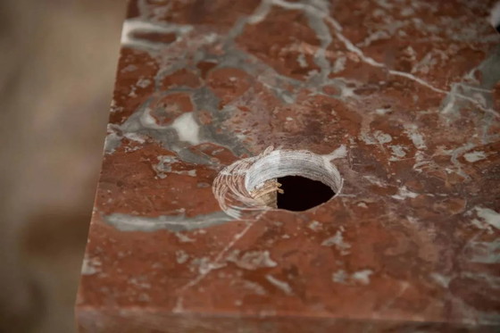 Piccolo lavabo antico in legno e marmo rosso. – Armadi contenitori, Vintage (photo 11 of 13)