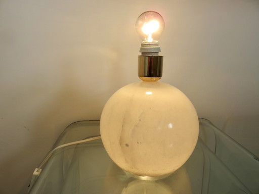 Alabaster Lamp with Double Lighting, "Boule" Shape, 1970