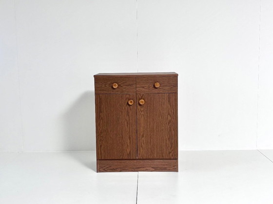 Comò Vintage, Effetto Legno Marrone con 2 Cassetti, Armadi contenitori (foto 15 di 15)