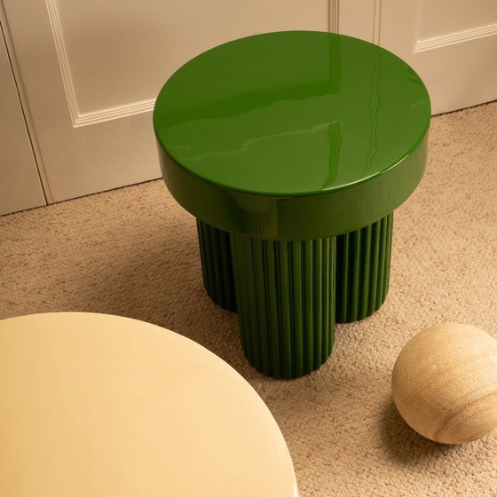 Image 1 of Cream & Green Nesting Tables 