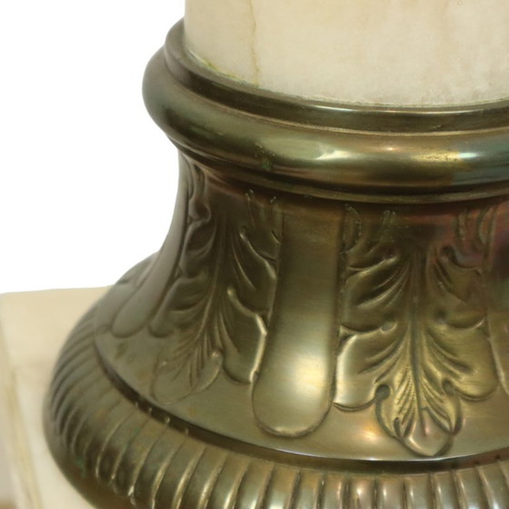 Image 1 of Piédestal de colonne antique en marbre et bronze