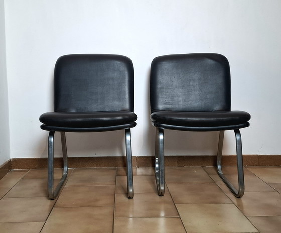 Image 1 of Ensemble de deux fauteuils en cuir des années 70