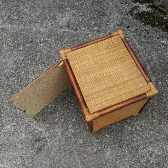 Image 1 of Rattan Cube with Storage Around 1960