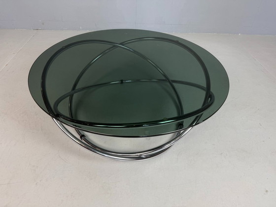 Image 1 of Koffietafel van Mac chroom en gerookt glas van Miniforms, Italië, jaren 70