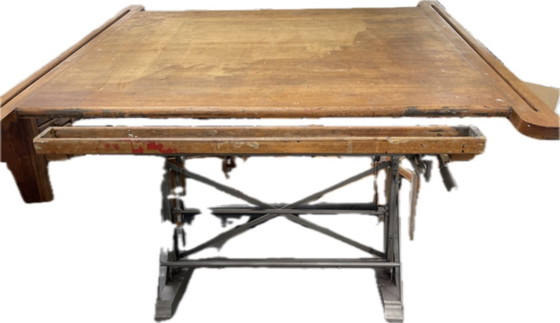 Image 1 of Antique drawing table with counterweight