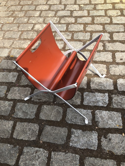 Portariviste pieghevole in pelle vintage - periodo 1970