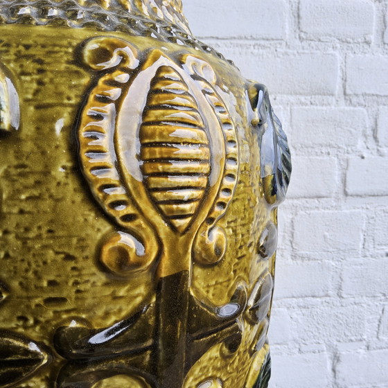 Image 1 of Vintage Ceramic XXL West Germany Vase (Bay) Mustard Colour / West Germany Vase Mustard Colour