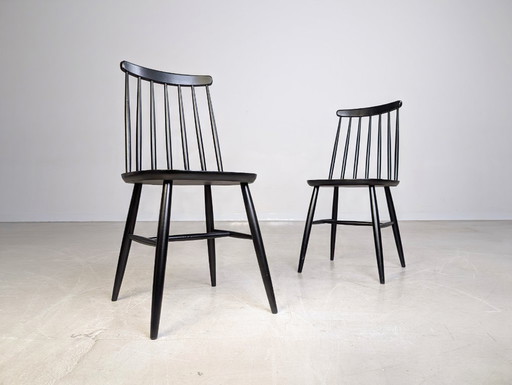 2er Set Midcentury Stuhl Ilmari Tapiovaara Vintage Holzsprossen schwarz