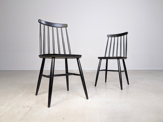 Image 1 of 2er Set Midcentury Stuhl Ilmari Tapiovaara Vintage Holzsprossen schwarz