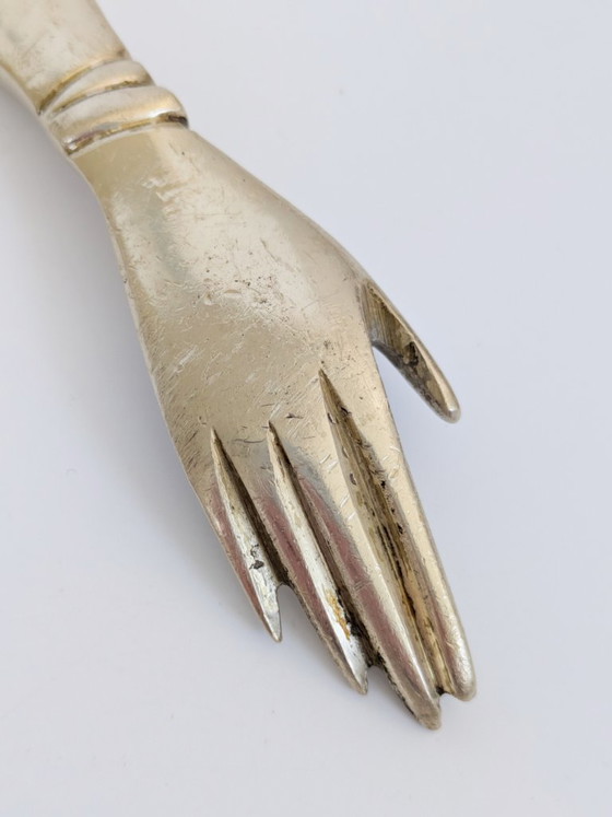Image 1 of Vintage Brass Hand Bottle Opener Heart Victorian Figural Barware Curio