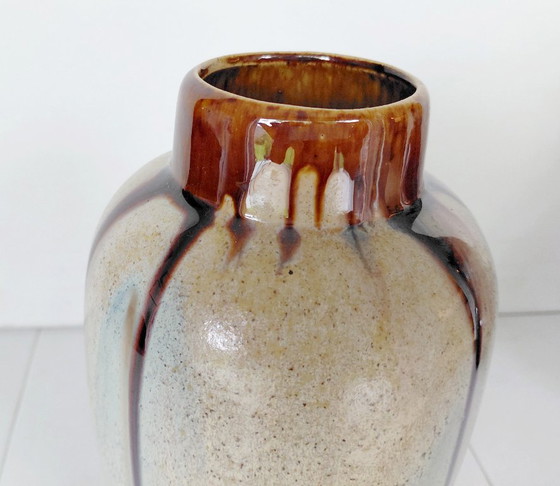 Vintage Art Déco Druipglazuur Vaas, Thulin België Model 90-2 – Thulin Faiencerie, Vazen, Ceramic (photo 8 of 10)