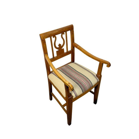 Image 1 of Niederländischer Empire-Sessel mit Lyra-Rückenlehne aus Kirschholz