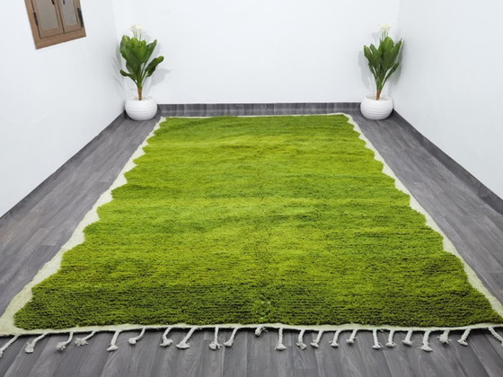 Image 1 of Teppich aus grünem Marokkanisch und Naturleinen, 300 m x 200 cm