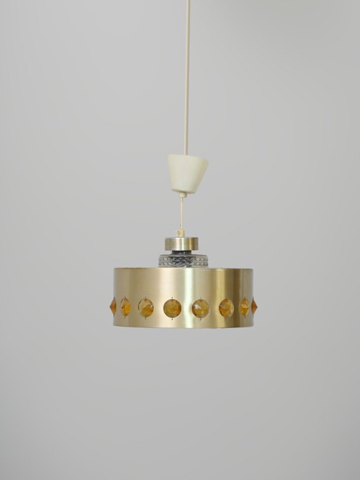 Metal and glass pendant light