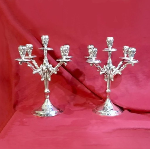 CANDELABROS DE ALPACA CON CONTRASTE