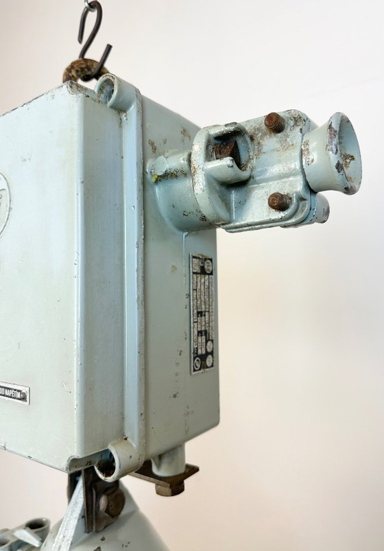 Image 1 of Grey Cast Aluminium Explosion Proof Lamp with Enameled Shade, 1970s