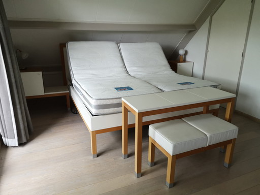 Tweepersoonsbed  Jan des Bouvrie + auping verstelbare bedbodems + ergosleep matrassen 