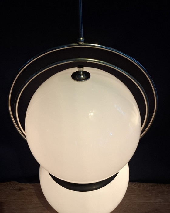 Rare large Space Age pendant lamp Goffredo Reggiani – Reggiani Illuminazione, Chrome, Brass (photo 3 of 14)