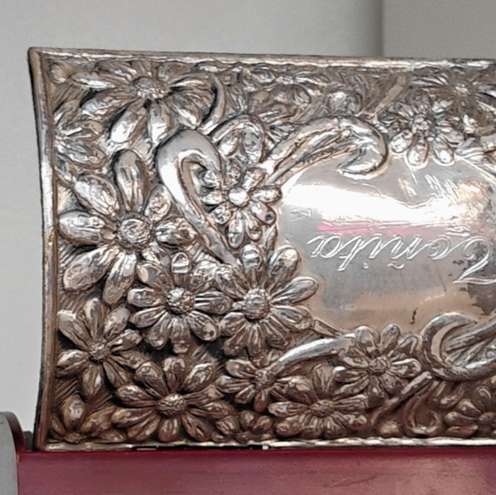 Image 1 of WOODEN BOX WITH STERLING SILVER LID