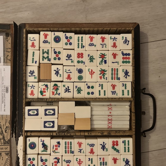 Image 1 of Antiek zeldzaam Mahjong spel
