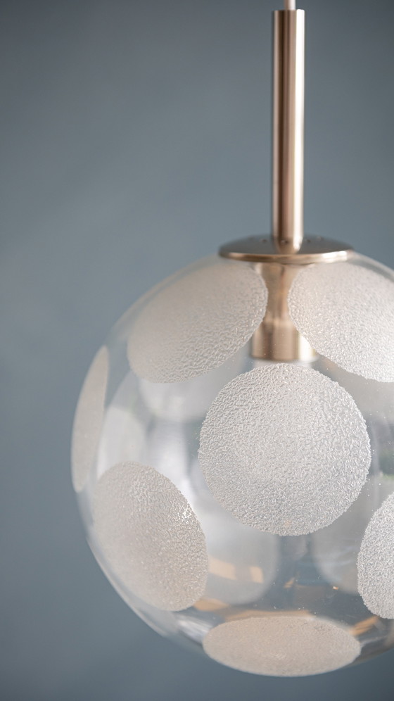 Image 1 of Vintage Doria Pendant Lamp Glass Globe With Dots