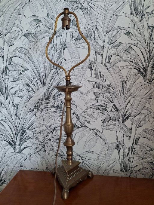 Exceptional bronze lamp base, antique candle holder 1580-1620, certified with traceability