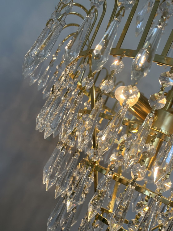 Image 1 of cut crystal point icicles chandelier