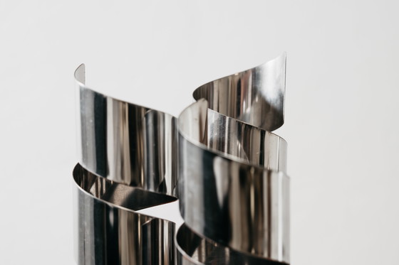 Image 1 of LAMA Italy 1970s Chromed Steel Spiral Design Table Lamp