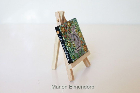 Image 1 of Unique Hand-Painted Small Painting including Donkey and Squirrel